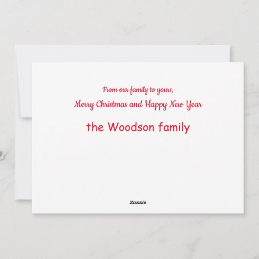 クリスマスをお祝いします 私たちの家族からあなたの家族へ フォト シーズンカード (裏面)