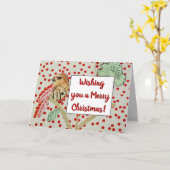 「クリスマスをお祝いします」 赤い鳥のクリスマス カード (黄色い花)