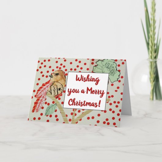 「クリスマスをお祝いします」 赤い鳥のクリスマス カード (正面)