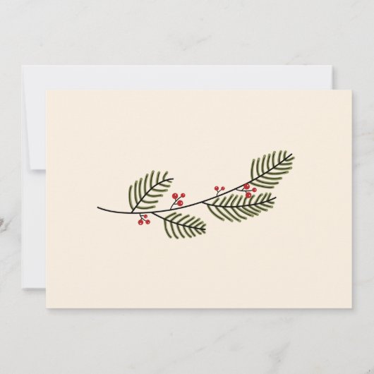 クリスマスをお祝いしよう！ 緑と赤い実の3枚写真カード カード (裏面)