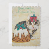 クリスマスをなめるかわいい子猫 招待状 (正面)