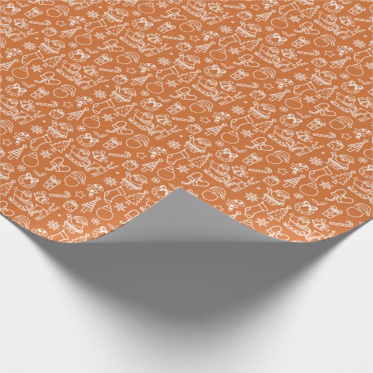 クリスマスをテーマにしたクリスマスオレンジの休日 ラッピングペーパー (角)