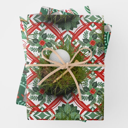 クリスマスをテーマにしたゴルフ用品 ラッピングペーパーシート (インサイチュ)