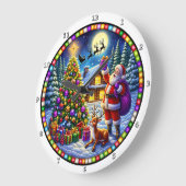 クリスマスをテーマにしたサンタ付き時計 ラージ壁時計 (傾斜)