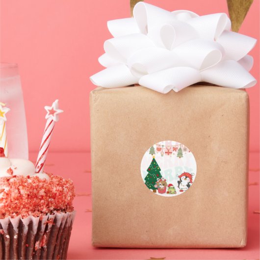 クリスマスをテーマにしたステッカー ラウンドシール (パーティー)