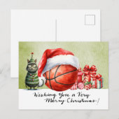 クリスマスをテーマにしたバスケットボール シーズンポストカード (正面/裏面)