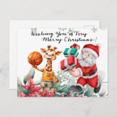 クリスマスをテーマにしたバスケットボール シーズンポストカード (正面/裏面)