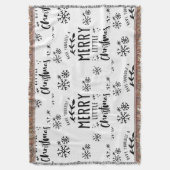 クリスマスをテーマにしたブランケット – 白黒 スローブランケット (正面縦)