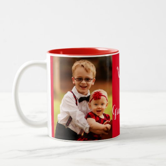 クリスマスをテーマにしたホームデコールマグ向けのフォトギフト ツートーンマグカップ (左)