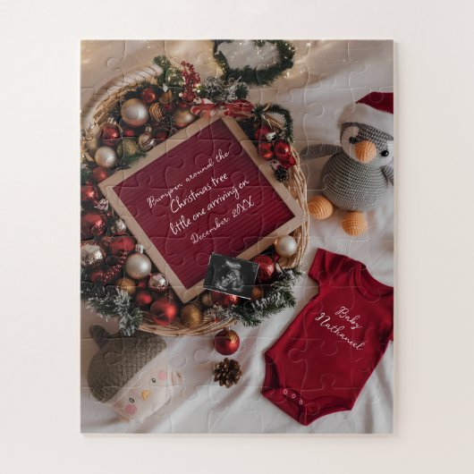 クリスマスをテーマにした妊娠発表 ジグソーパズル (縦)