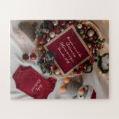 クリスマスをテーマにした妊娠発表 ジグソーパズル (横)