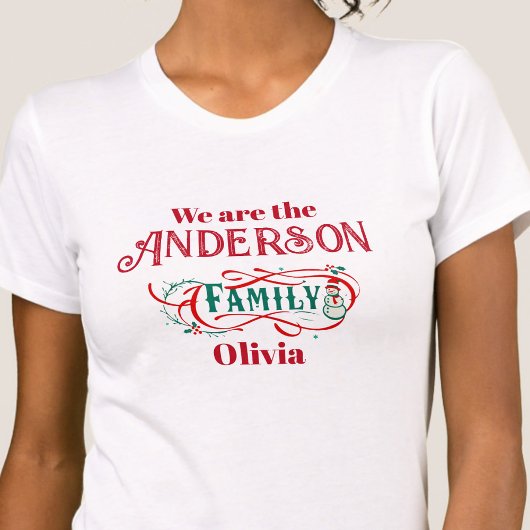 クリスマスをテーマにした家族パーソナライズされた集団 Tシャツ