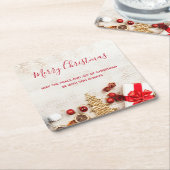 クリスマスをテーマにした木フェイク板のアイテム スクエアペーパーコースター (アングル)