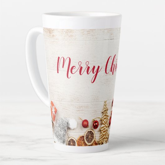 クリスマスをテーマにした木素朴板のアイテム カフェラテマグ (左アングル)