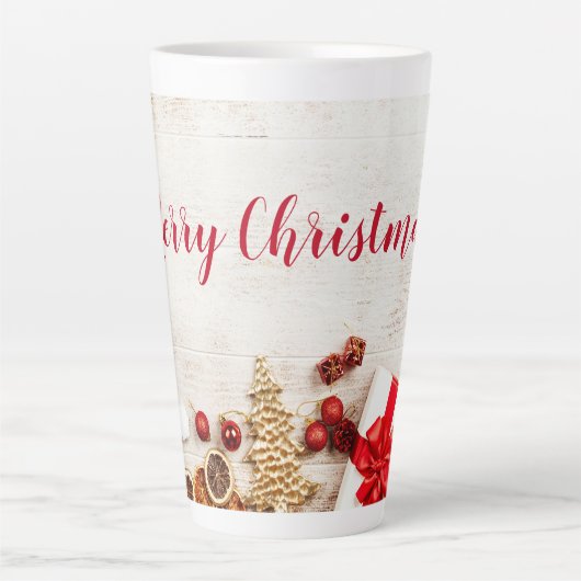 クリスマスをテーマにした木素朴板のアイテム カフェラテマグ (正面)