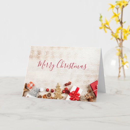 クリスマスをテーマにした木素朴板のアイテム カード (黄色い花)