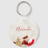 クリスマスをテーマにした木素朴板のアイテム キーホルダー (正面)