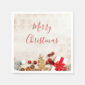 クリスマスをテーマにした木素朴板のアイテム スタンダードカクテルナプキン (正面)