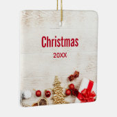 クリスマスをテーマにした木素朴板のアイテム セラミックオーナメント (右)