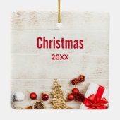 クリスマスをテーマにした木素朴板のアイテム セラミックオーナメント (裏面)