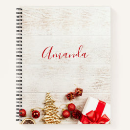 クリスマスをテーマにした木素朴板のアイテム ノートブック