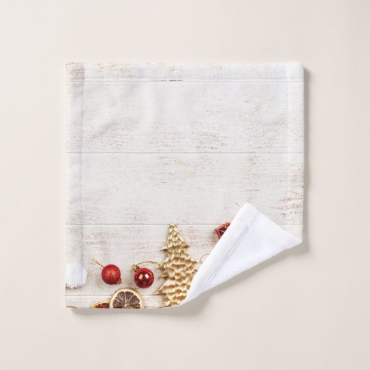 クリスマスをテーマにした木素朴板のアイテム バスタオルセット (ウォッシュタオル)
