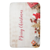 クリスマスをテーマにした木素朴板のアイテム バスマット (正面縦)