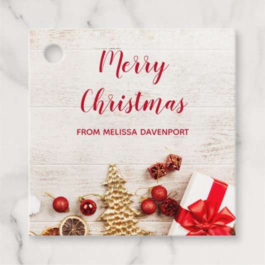 クリスマスをテーマにした木素朴板のアイテム フェイバータグ (正面)