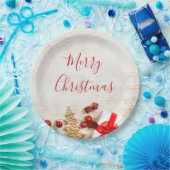 クリスマスをテーマにした木素朴板のアイテム ペーパープレート (パーティー)