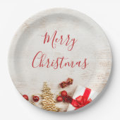 クリスマスをテーマにした木素朴板のアイテム ペーパープレート (正面)
