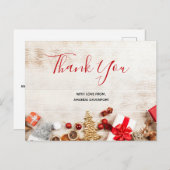 クリスマスをテーマにした木素朴板のアイテム ポストカード (正面/裏面)