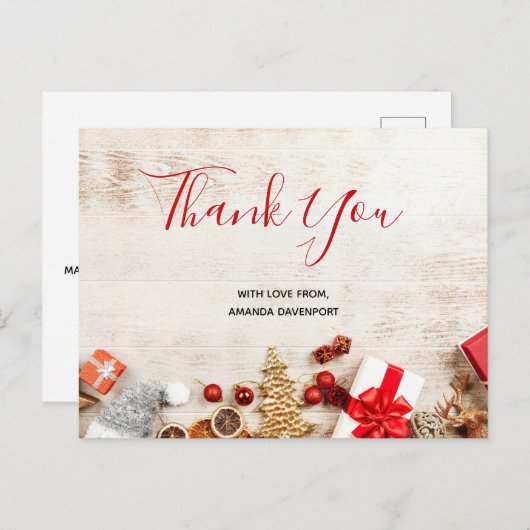 クリスマスをテーマにした木素朴板のアイテム ポストカード (正面/裏面)