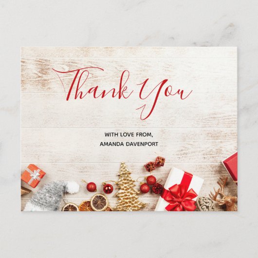 クリスマスをテーマにした木素朴板のアイテム ポストカード (正面)