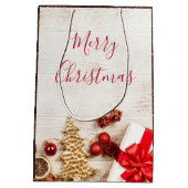 クリスマスをテーマにした木素朴板のアイテム ミディアムペーパーバッグ (裏面)