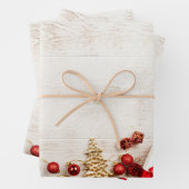 クリスマスをテーマにした木素朴板のアイテム ラッピングペーパーシート (インサイチュ)