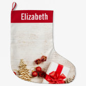 クリスマスをテーマにした木素朴板のアイテム ラージクリスマスストッキング (正面)
