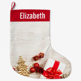 クリスマスをテーマにした木素朴板のアイテム ラージクリスマスストッキング