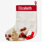 クリスマスをテーマにした木素朴板のアイテム ラージクリスマスストッキング (裏面)