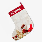 クリスマスをテーマにした木素朴板のアイテム ラージクリスマスストッキング (裏面 (吊り時))