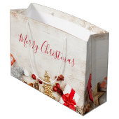 クリスマスをテーマにした木素朴板のアイテム ラージペーパーバッグ (裏面アングル)