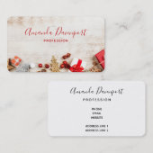 クリスマスをテーマにした木素朴板のアイテム 名刺 (正面/裏面)