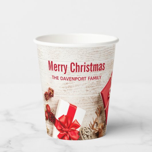 クリスマスをテーマにした木素朴板のアイテム 紙コップ (裏面)