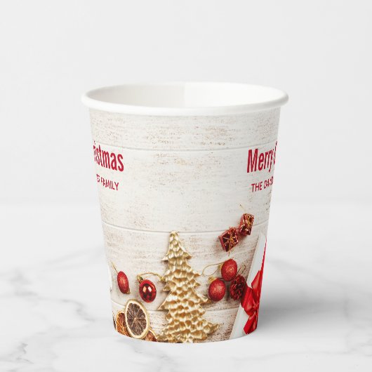 クリスマスをテーマにした木素朴板のアイテム 紙コップ (左)