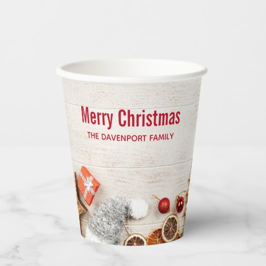 クリスマスをテーマにした木素朴板のアイテム 紙コップ (正面)