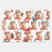 クリスマスをテーマにした猫ヨガ ラッピングペーパーシート (正面)