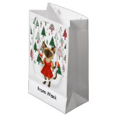 クリスマスをテーマにした猫好き スモールペーパーバッグ (正面アングル)