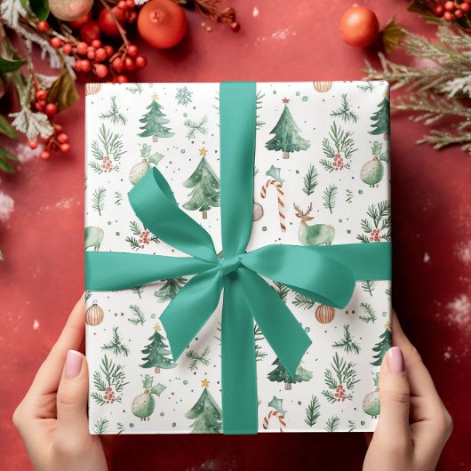 クリスマスをテーマにした祝日の記号パターン ラッピングペーパー