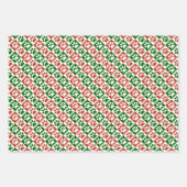 クリスマスをテーマにした赤と緑のポープリントパターン ラッピングペーパーシート (正面3)
