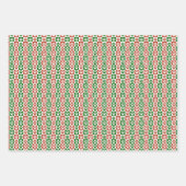 クリスマスをテーマにした赤と緑のポープリントパターン ラッピングペーパーシート (正面2)