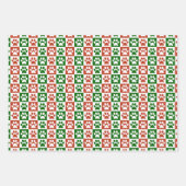 クリスマスをテーマにした赤と緑のポープリントパターン ラッピングペーパーシート (正面)